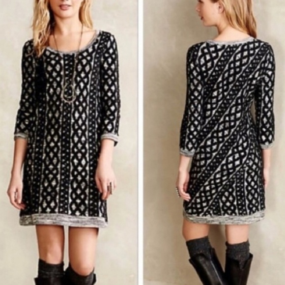 Anthropologie Dresses & Skirts - MOTH Gray and Black Sweater Dress / Large